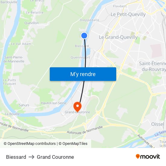 Biessard to Grand Couronne map