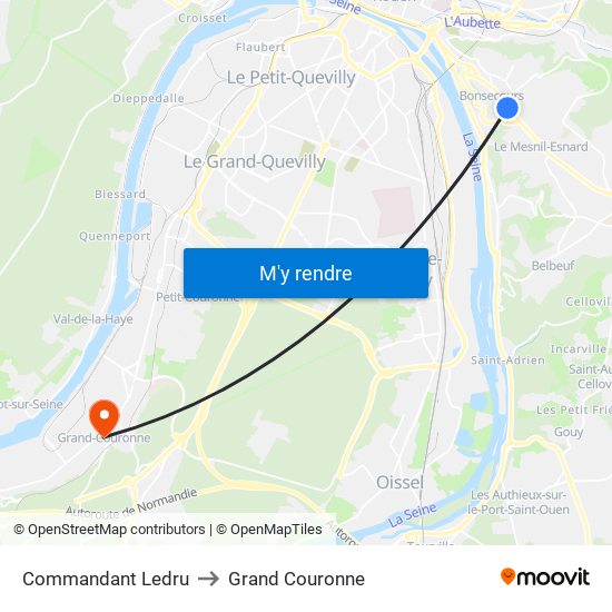 Commandant Ledru to Grand Couronne map