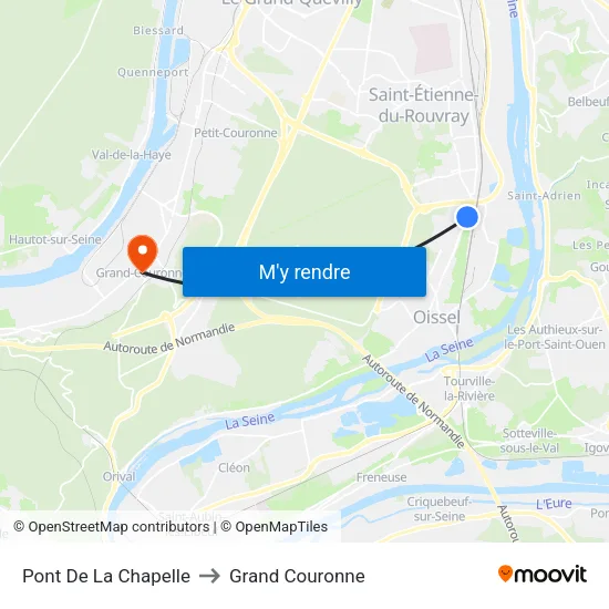 Pont De La Chapelle to Grand Couronne map