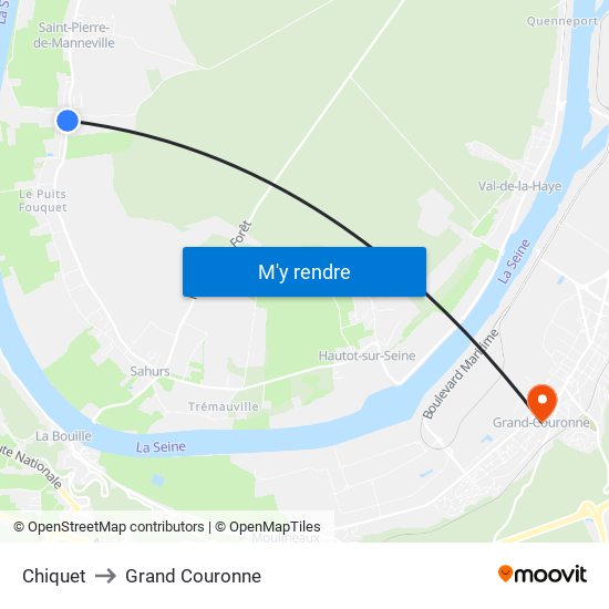 Chiquet to Grand Couronne map