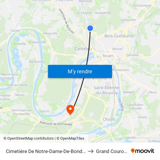 Cimetière De Notre-Dame-De-Bondeville to Grand Couronne map