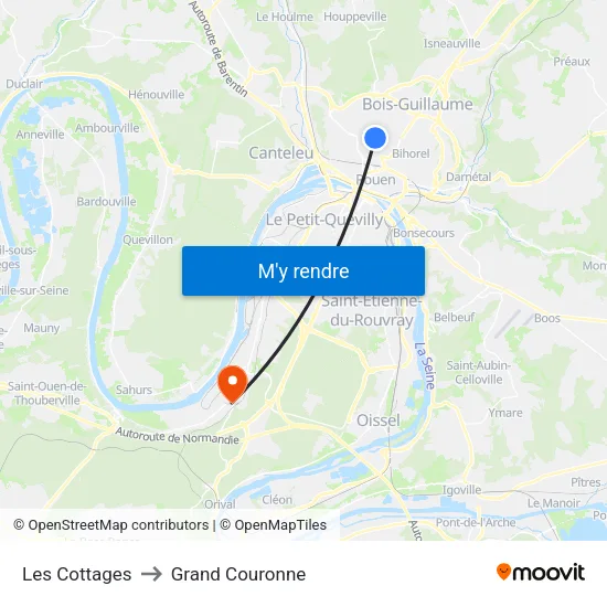 Les Cottages to Grand Couronne map