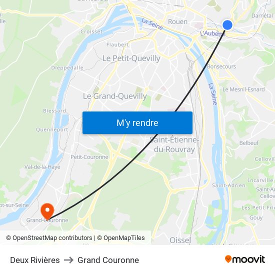 Deux Rivières to Grand Couronne map