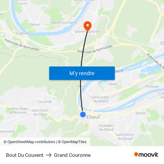 Bout Du Couvent to Grand Couronne map