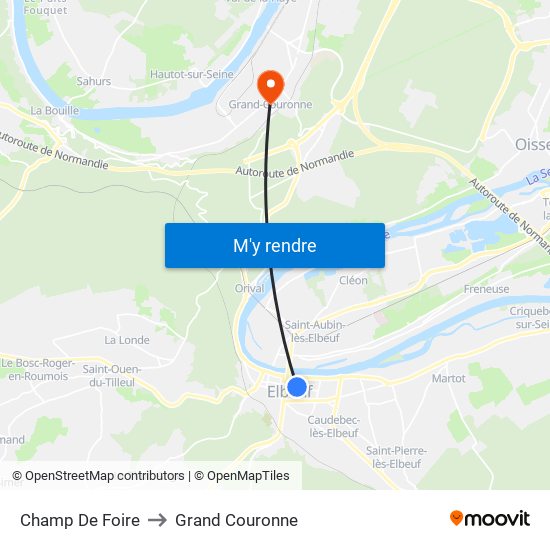 Champ De Foire to Grand Couronne map