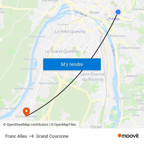 Franc Alleu to Grand Couronne map