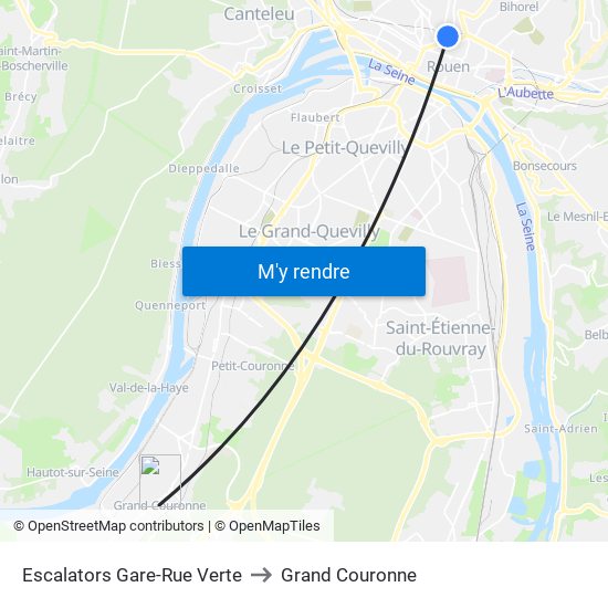 Escalators Gare-Rue Verte to Grand Couronne map