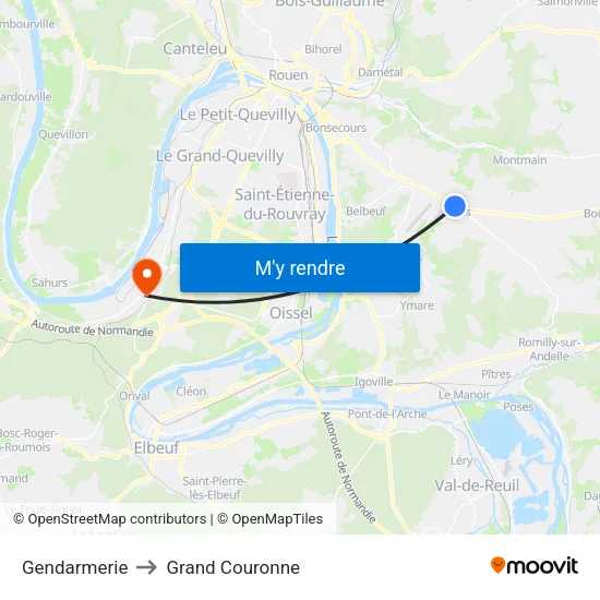 Gendarmerie to Grand Couronne map