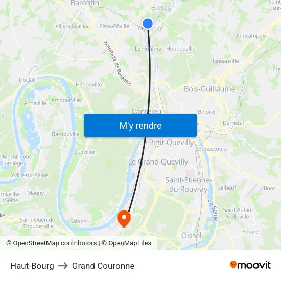 Haut-Bourg to Grand Couronne map