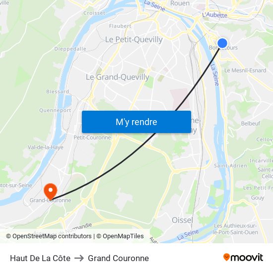 Haut De La Côte to Grand Couronne map