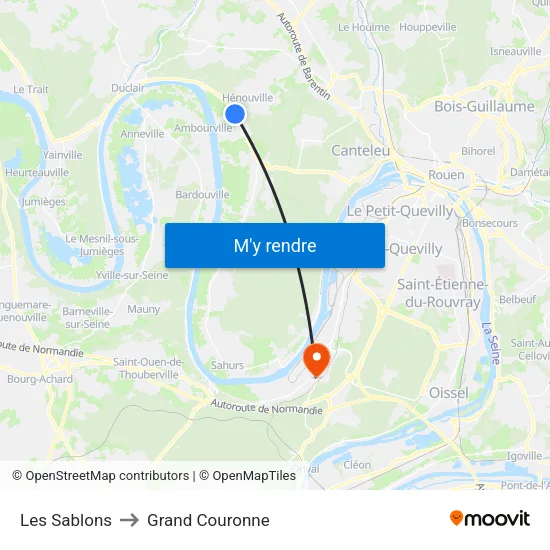 Les Sablons to Grand Couronne map