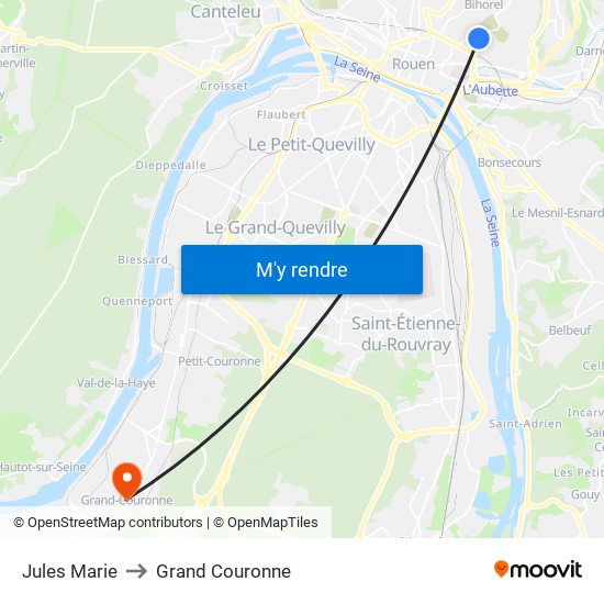 Jules Marie to Grand Couronne map