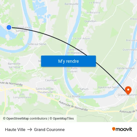 Haute Ville to Grand Couronne map