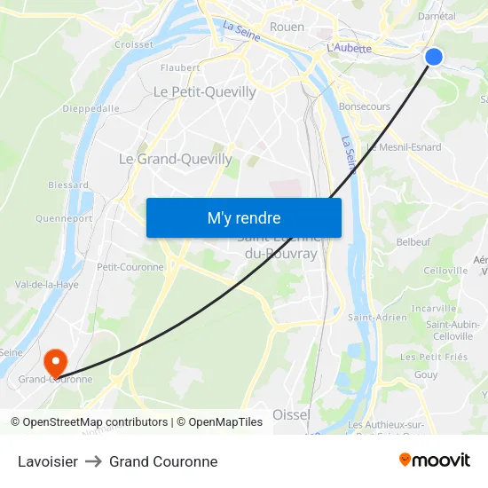 Lavoisier to Grand Couronne map