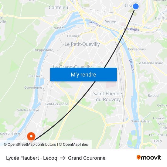 Lycée Flaubert - Lecoq to Grand Couronne map