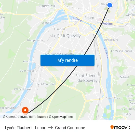 Lycée Flaubert - Lecoq to Grand Couronne map