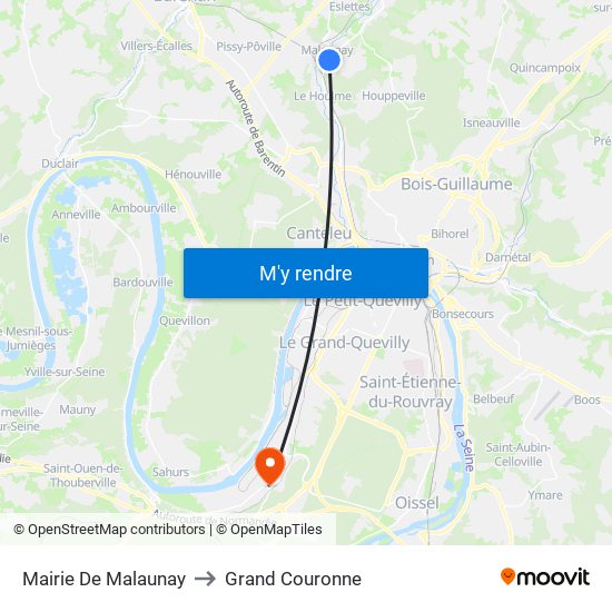Mairie De Malaunay to Grand Couronne map