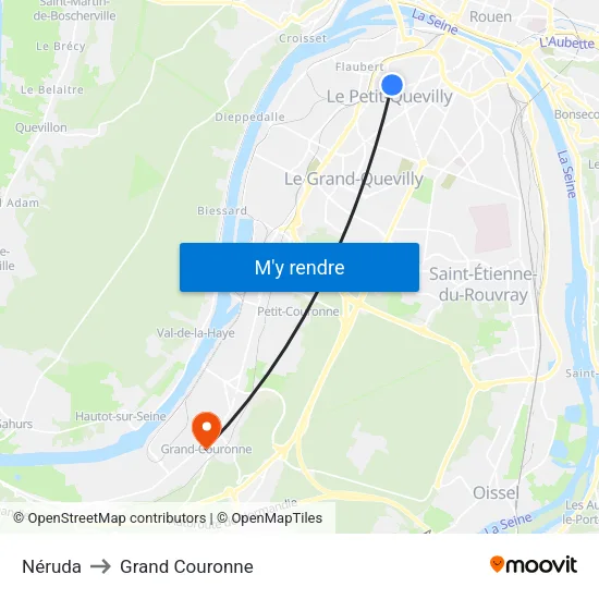 Néruda to Grand Couronne map