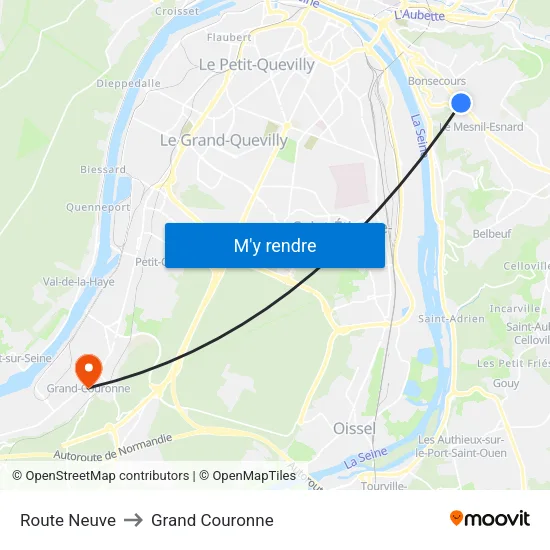 Route Neuve to Grand Couronne map