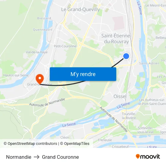Normandie to Grand Couronne map