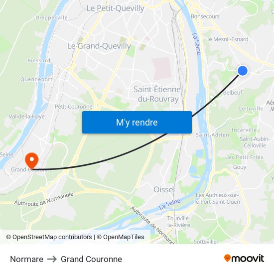 Normare to Grand Couronne map