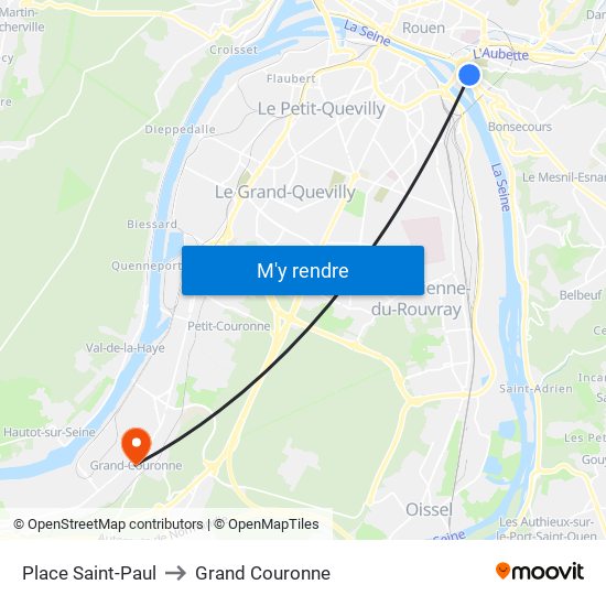 Place Saint-Paul to Grand Couronne map