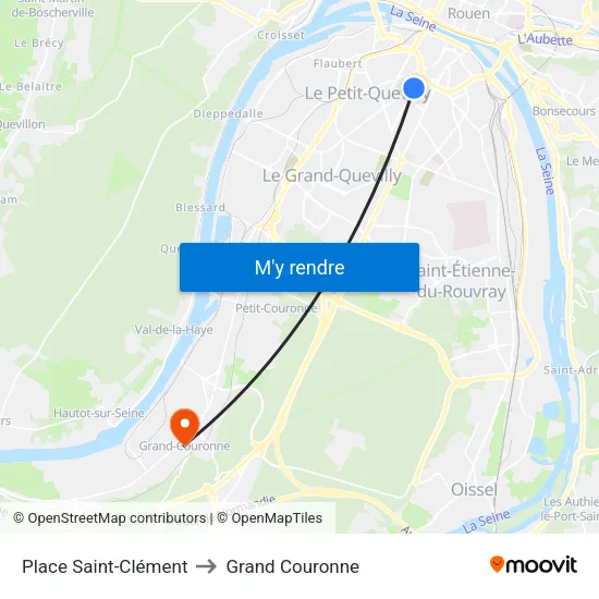Place Saint-Clément to Grand Couronne map