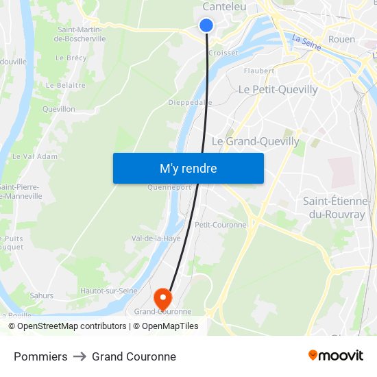 Pommiers to Grand Couronne map