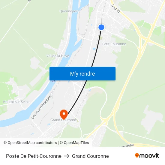 Poste De Petit-Couronne to Grand Couronne map