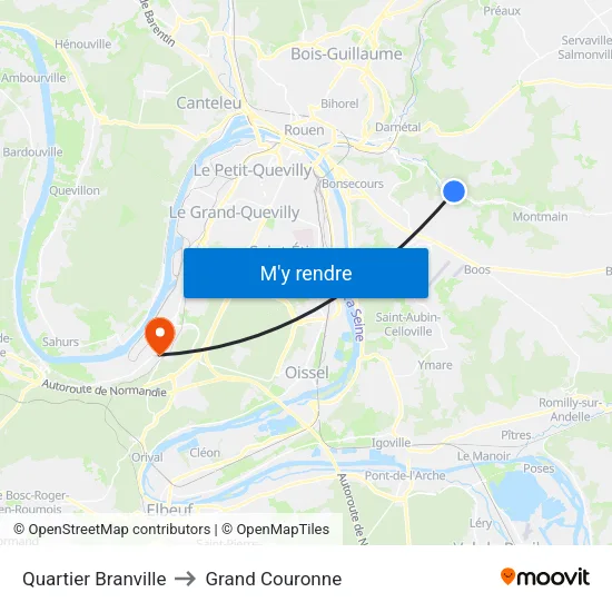 Quartier Branville to Grand Couronne map
