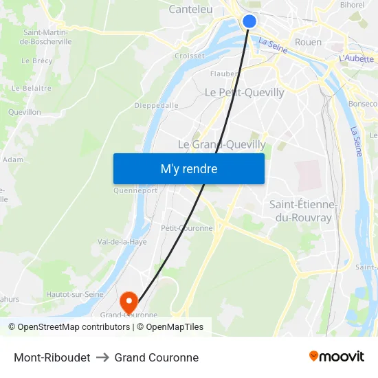 Mont-Riboudet to Grand Couronne map