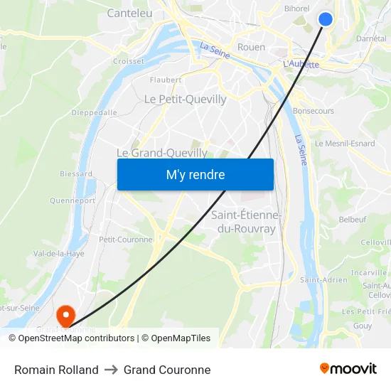 Romain Rolland to Grand Couronne map