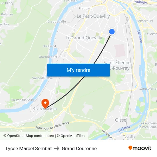 Lycée Marcel Sembat to Grand Couronne map