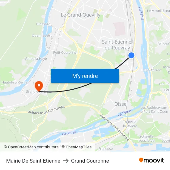Mairie De Saint-Etienne to Grand Couronne map