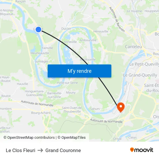 Le Clos Fleuri to Grand Couronne map