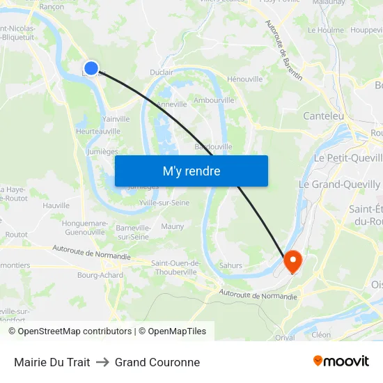 Mairie Du Trait to Grand Couronne map