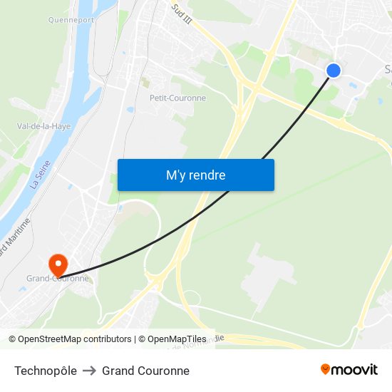 Technopôle to Grand Couronne map