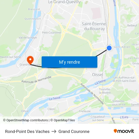 Rond-Point Des Vaches to Grand Couronne map