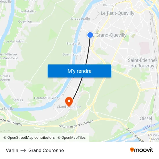 Varlin to Grand Couronne map