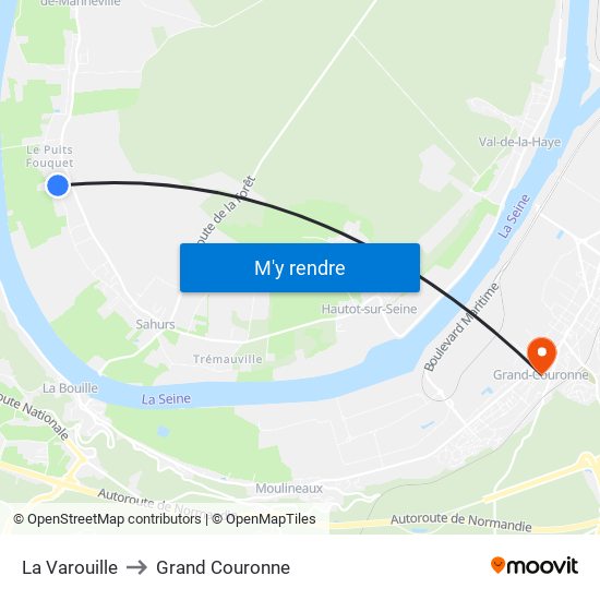 La Varouille to Grand Couronne map