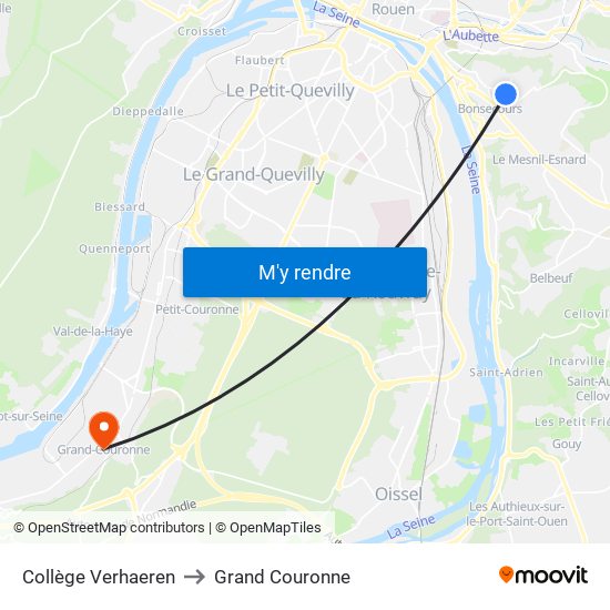 Collège Verhaeren to Grand Couronne map