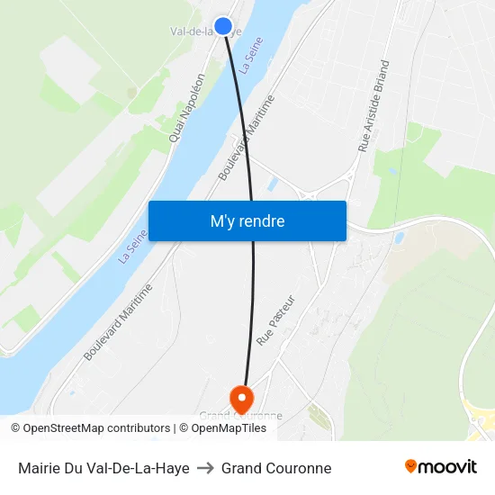 Mairie Du Val-De-La-Haye to Grand Couronne map