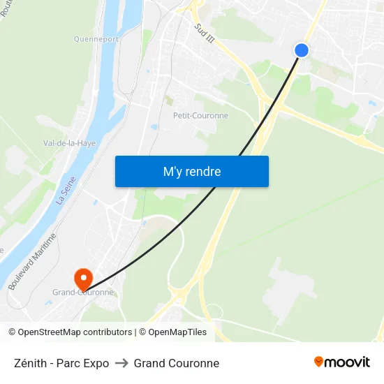Zénith - Parc Expo to Grand Couronne map