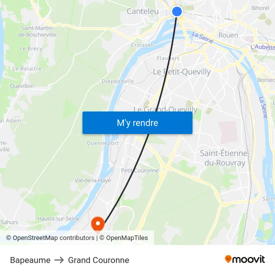 Bapeaume to Grand Couronne map