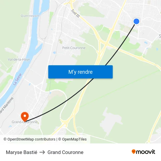 Maryse Bastié to Grand Couronne map