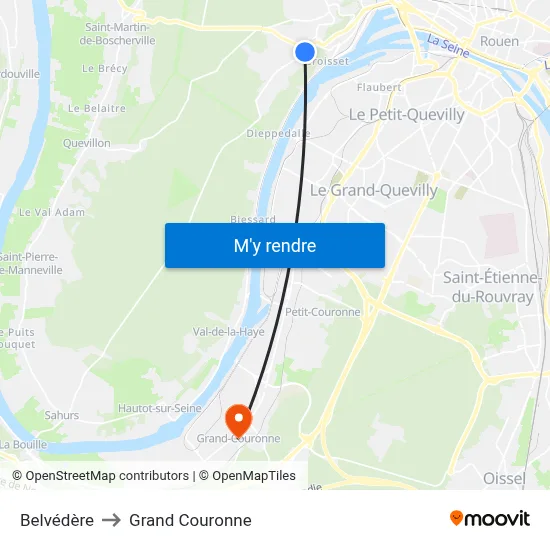 Belvédère to Grand Couronne map