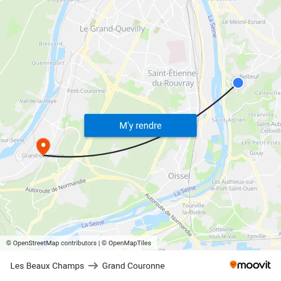 Les Beaux Champs to Grand Couronne map