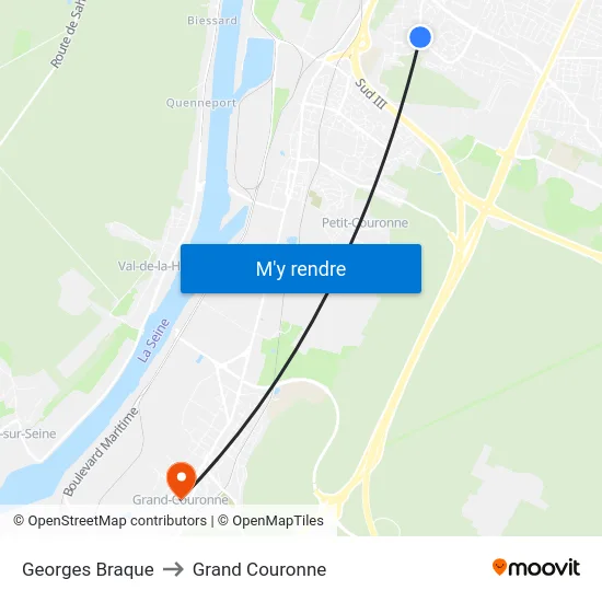 Georges Braque to Grand Couronne map