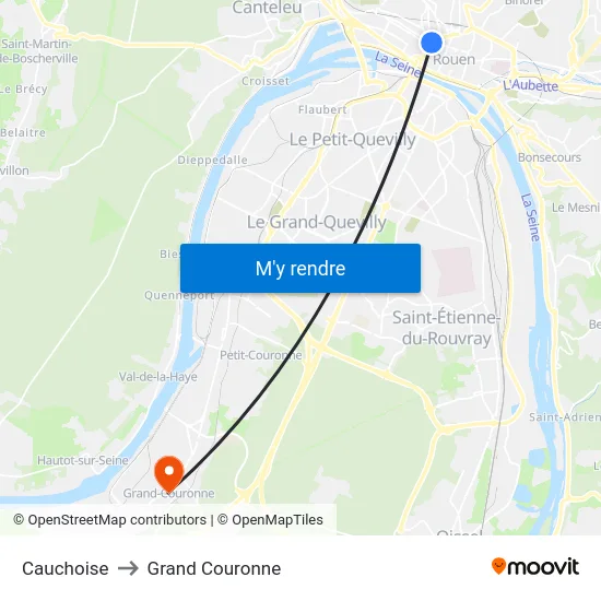 Cauchoise to Grand Couronne map