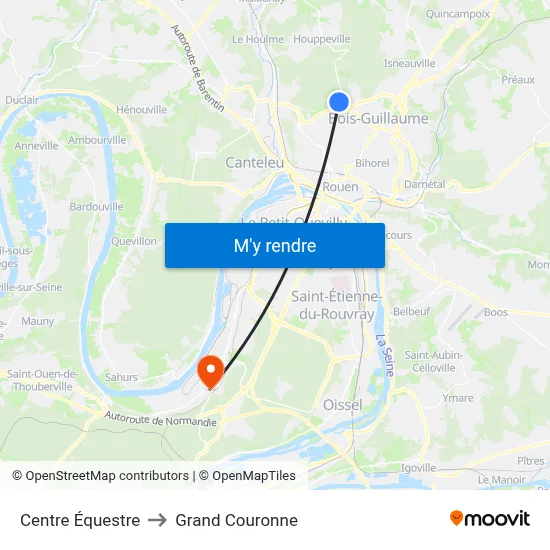 Centre Équestre to Grand Couronne map